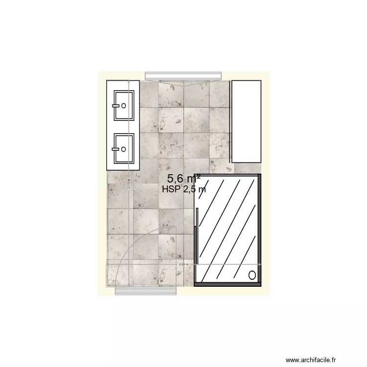 SDB. Plan de 1 Pièce et 6 m² SDB. Plan de 1 Pièce et 6 m²