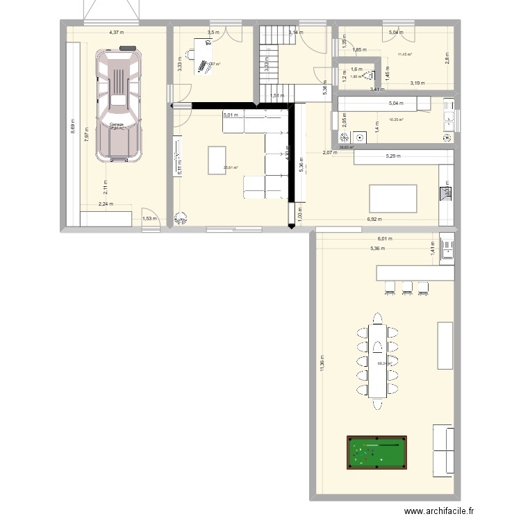 MAISON IDEALE. Plan de 8 pièces et 204 m2