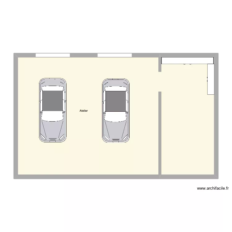 Atelier. Plan de 1  et 92 m²