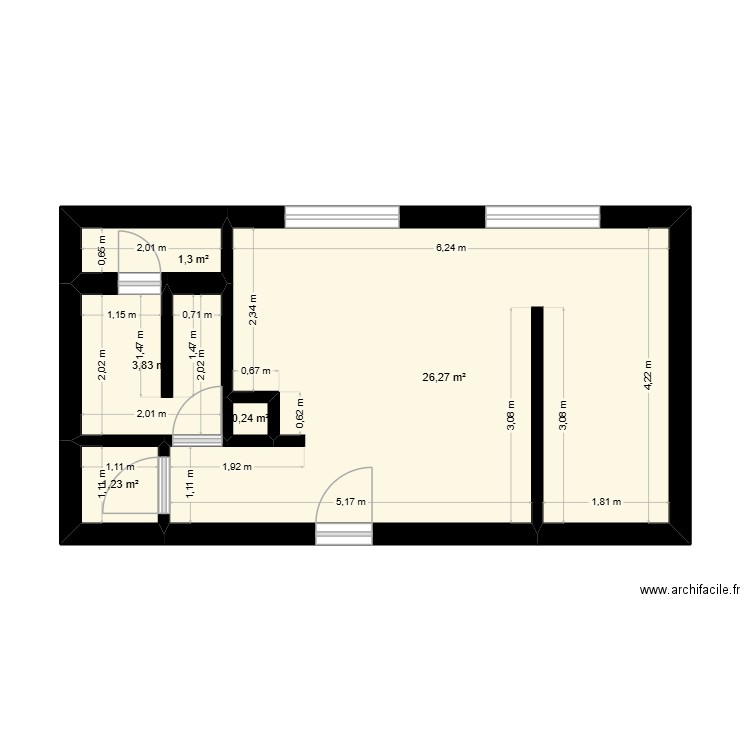 Appartement T1BIS avec modif. Plan de 5 pièces et 33 m2
