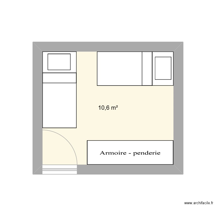 Chambre Andréa. Plan de 1 pièce et 11 m2