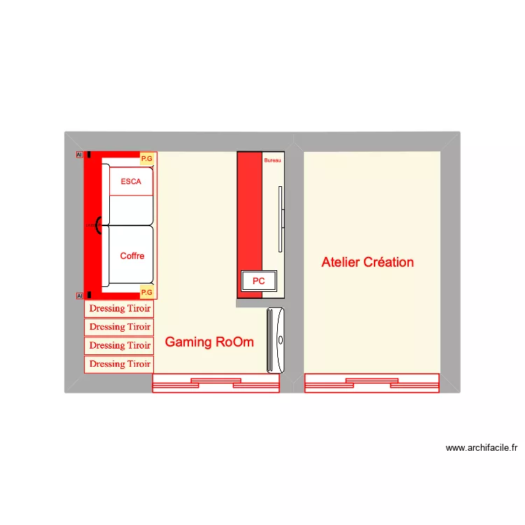 Nyting. Plan de 2  et 14 m²