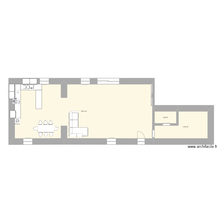 MAISON. Plan de 3 pièces et 104 m2