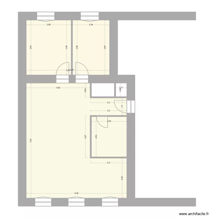 Julie et Thomas. Plan de 4 pièces et 61 m²