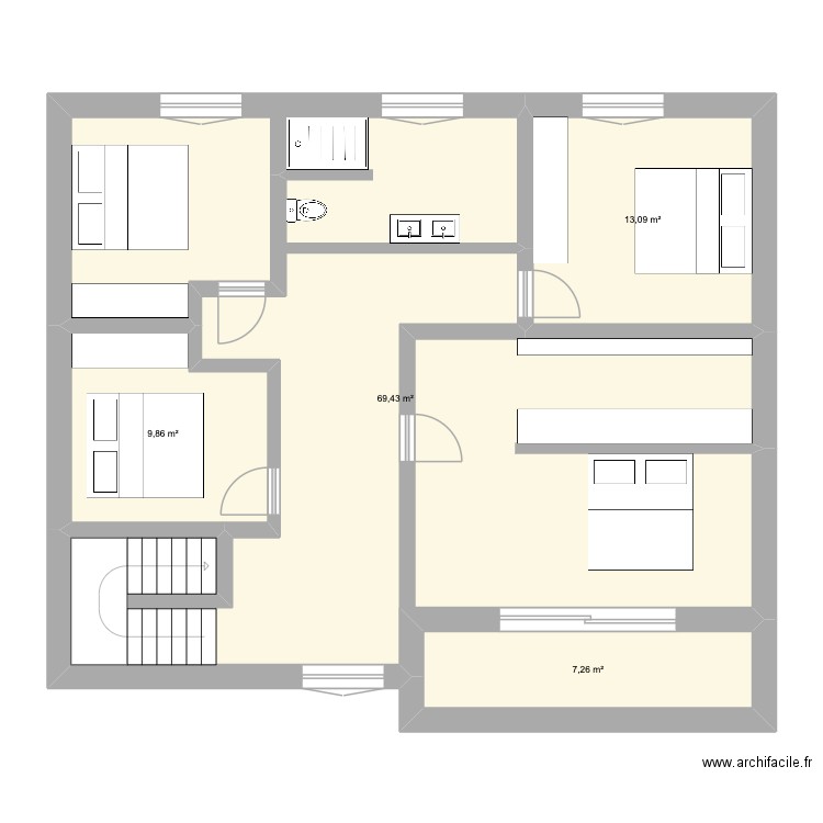 maison bis. Plan de 4 pièces et 100 m2