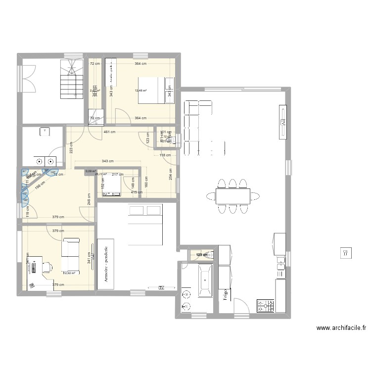 plan maison archi facile. Plan de 8 pièces et 57 m2
