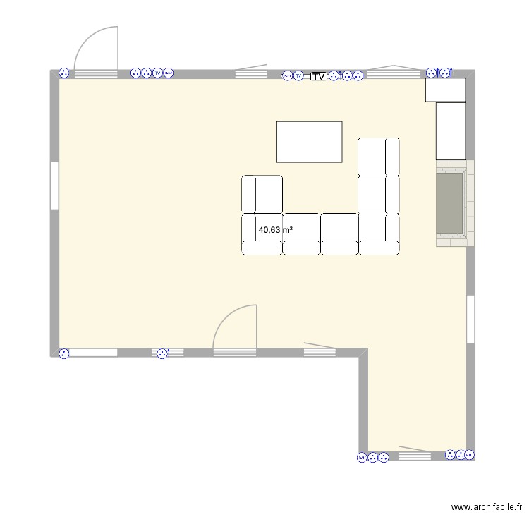 plan salon. Plan de 1 pièce et 41 m2