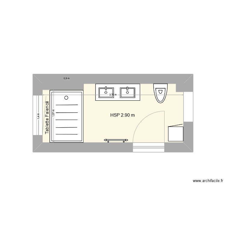 LEE-LECOEUR. Plan de 1 pièce et 6 m2