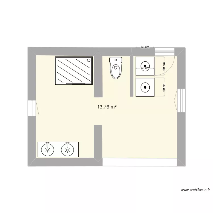 Salle de bain 2. Plan de 