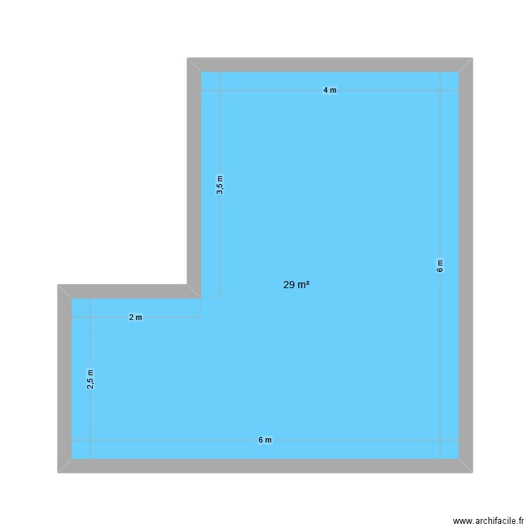 Piscine. Plan de 1 pièce et 29 m2