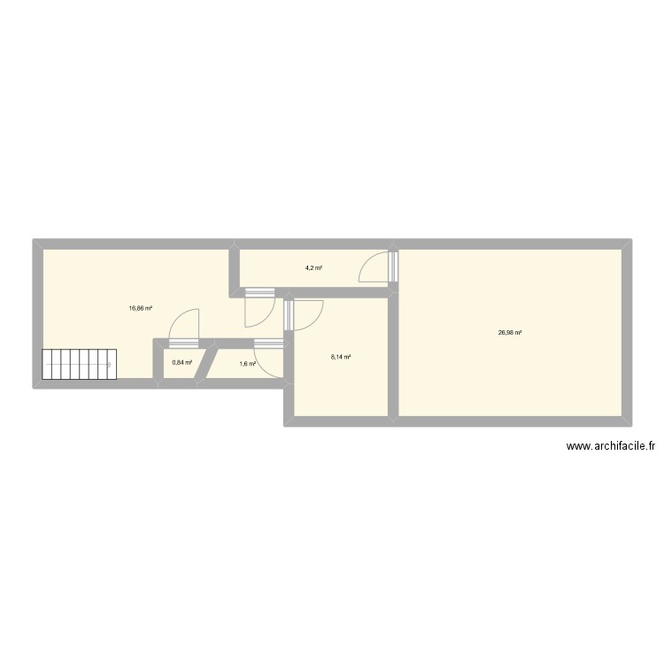 Sous-sol. Plan de 6 pièces et 59 m2