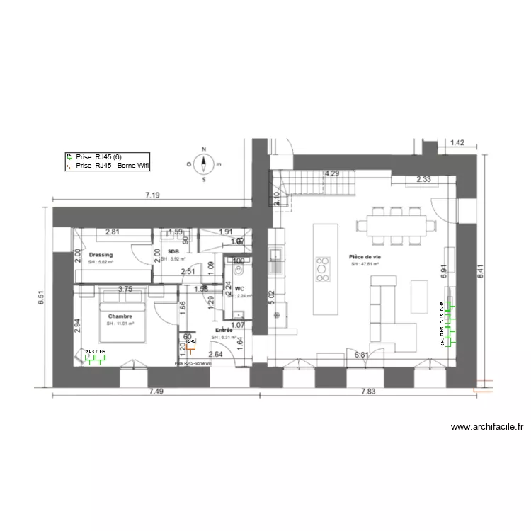 Anne et Benjamin - Plans RJ45 - RDC. Plan de 