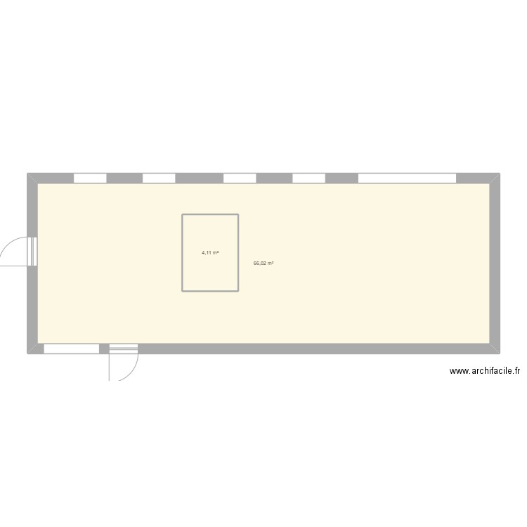 Salon/salle à manger . Plan de 2 pièces et 74 m2