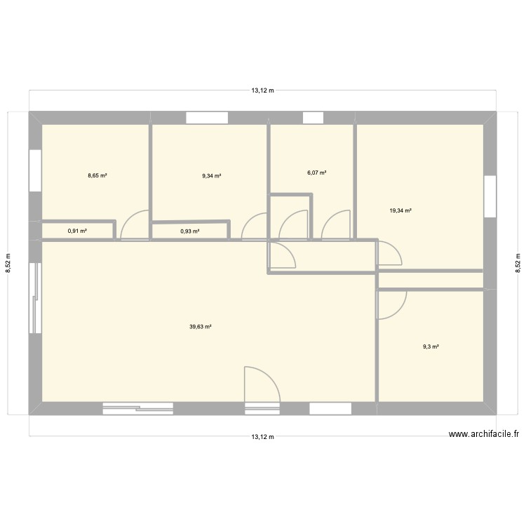 plan 1. Plan de 8 pièces et 94 m2
