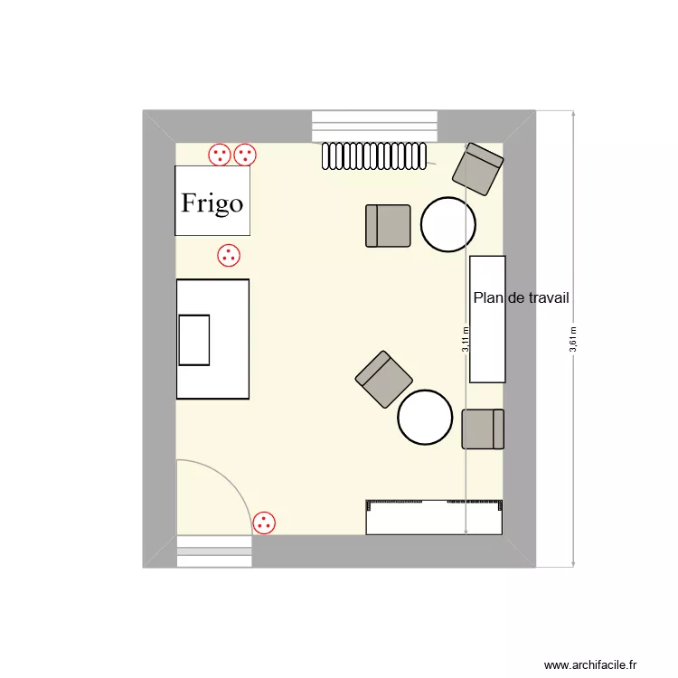 salle de pause. Plan de 1 et 8 m² salle de pause. Plan de 1 et 8 m²