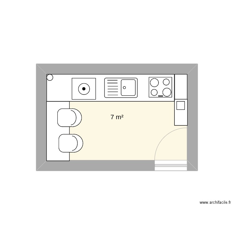 CUISINE MINERVE. Plan de 1 pièce et 7 m2