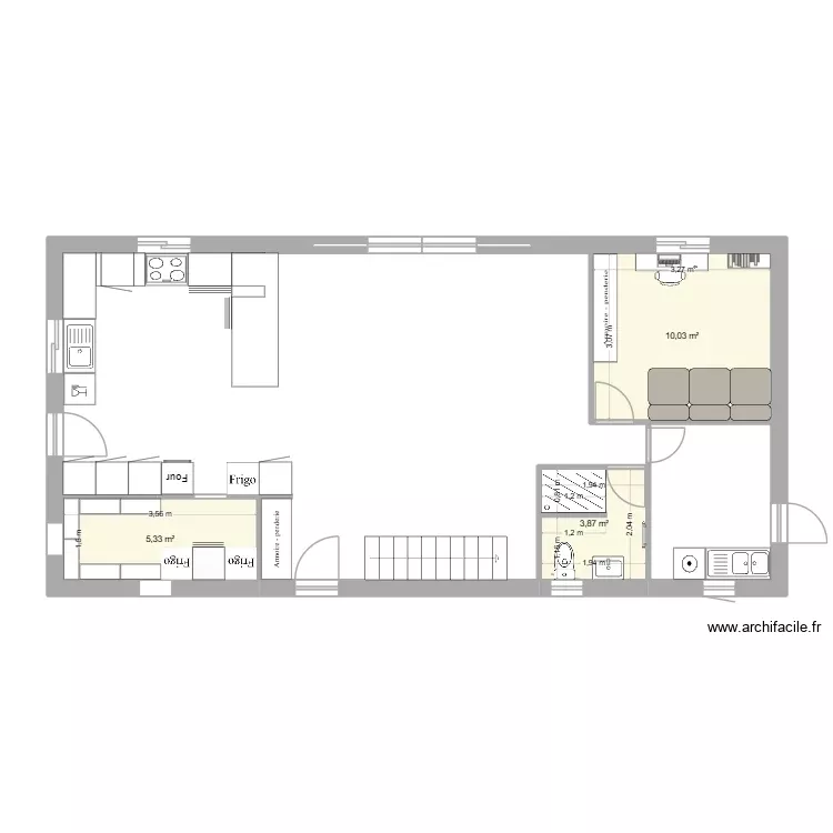 Maison principale 2. Plan de 3 Pièces et 19 m²