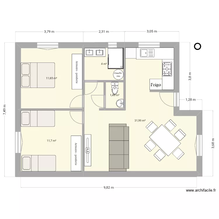Appart c. Plan de 5 et 61 m² Appart c. Plan de 5 et 61 m²