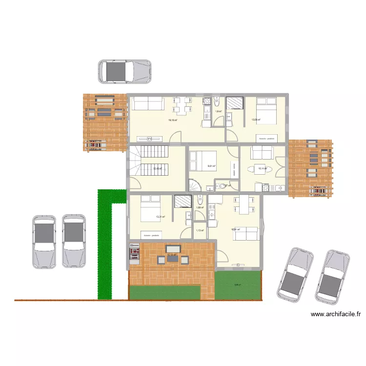 lardier. Plan de 23  et 222 m²