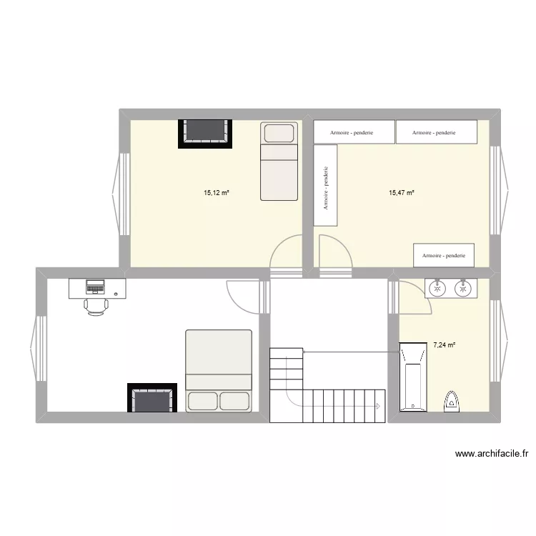 etage. Plan de 3 Pièces et 38 m² etage. Plan de 3 Pièces et 38 m²