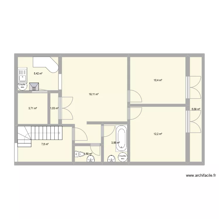 etage 1 / duplicata. Plan de 10  et 70 m²