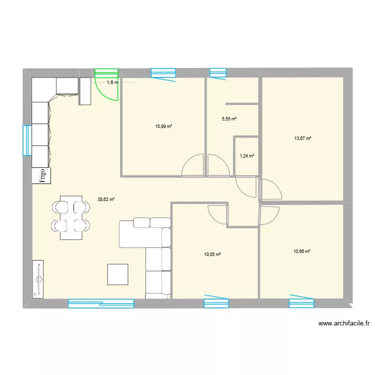maison 1. Plan de 7  et 91 m²