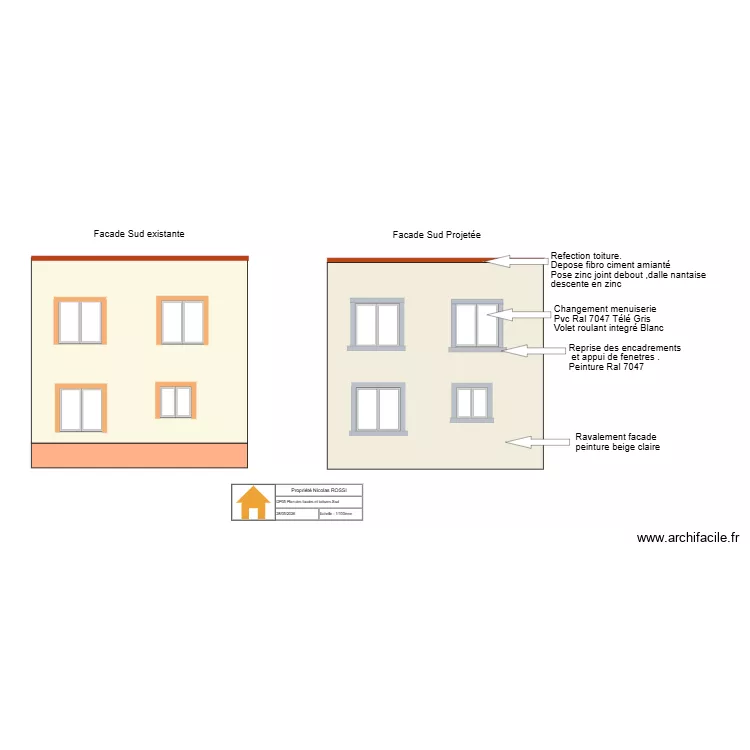 facade sud getigné. Plan de facade sud getigné. Plan de