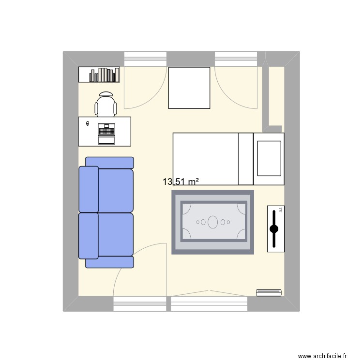 studio 1. Plan de 1 pièce et 14 m2