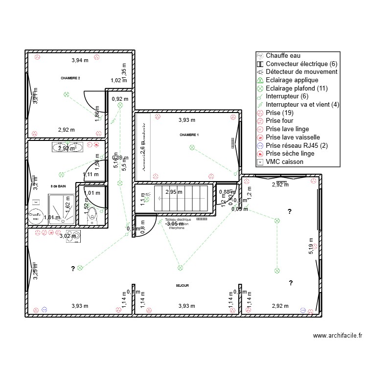 Appartement Douvrin Electricité. Plan de 6 pièces et 82 m2