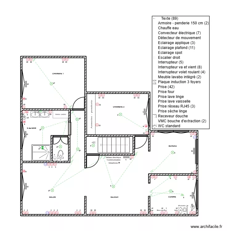 Appartement Douvrin Electricité. Plan de 6 Pièces et 82 m² Appartement Douvrin Electricité. Plan de 6 Pièces et 82 m²