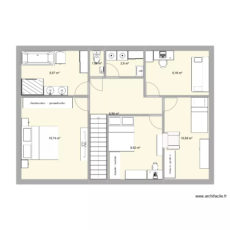 1er quaire. Plan de 8  et 66 m²