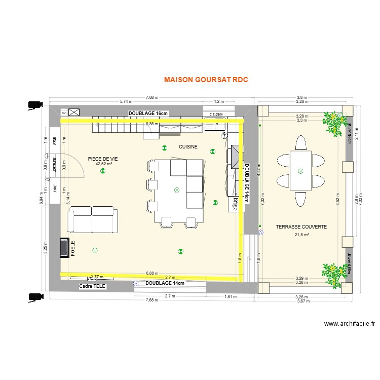 GOURSAT - RDC Atelier PROJET PLACO. Plan de 2 pièces et 64 m2