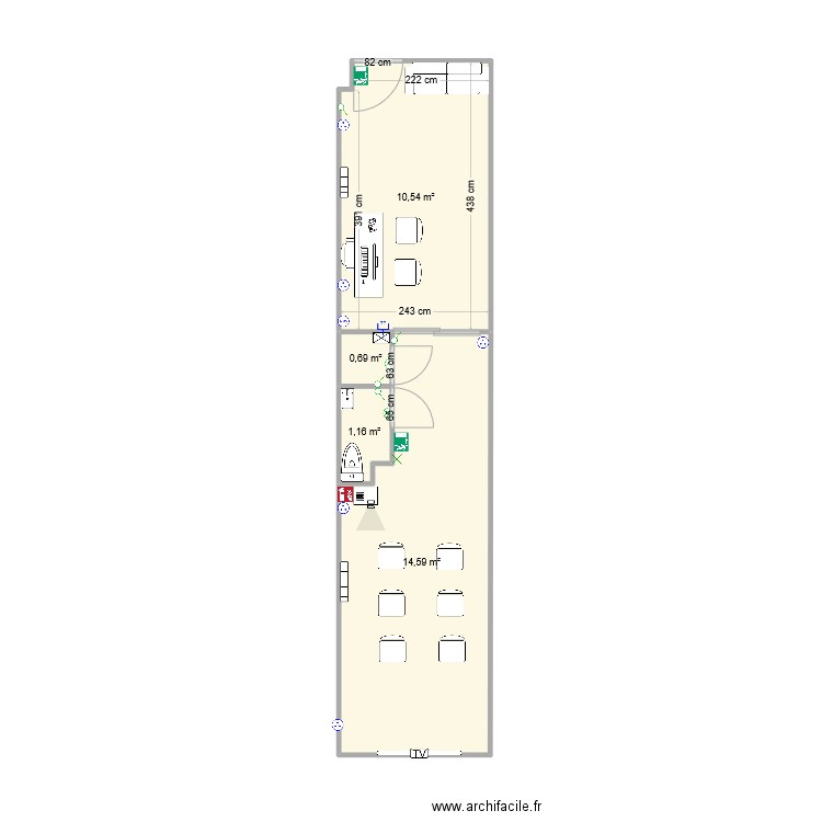 auto - école : accueil et salle de code v2. Plan de 0 pièce et 0 m2