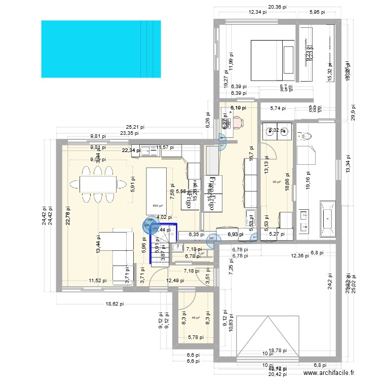 555-4. Plan de 4 pièces et 78 m2