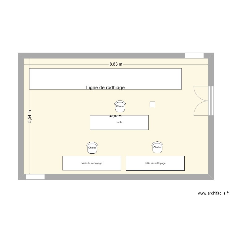 rodhiage. Plan de 1 pièce et 49 m2
