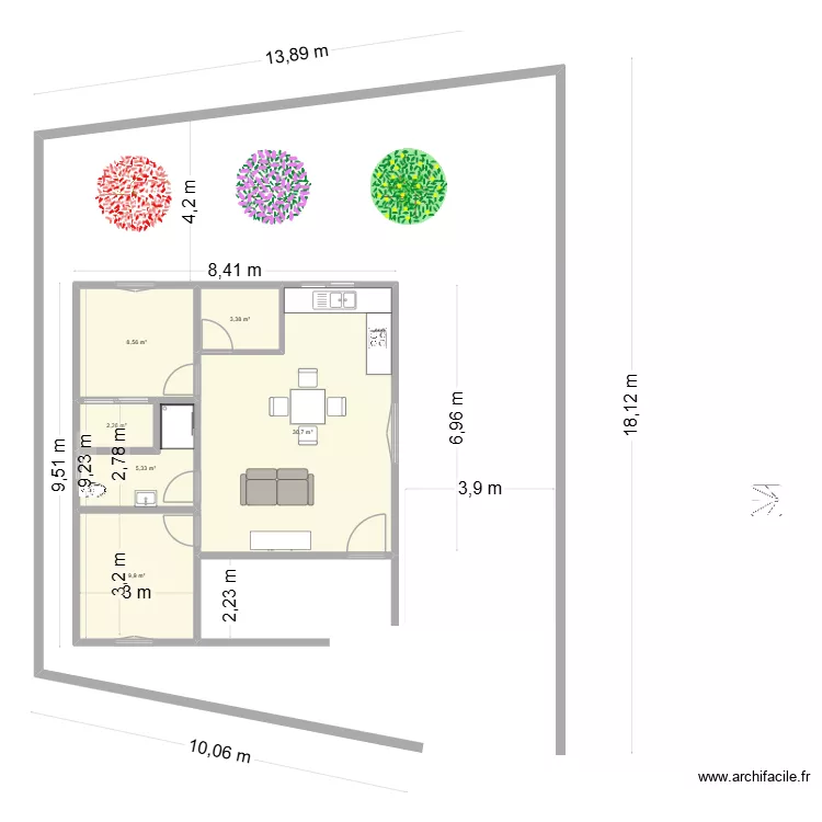 MADA4. Plan de 6  et 60 m²
