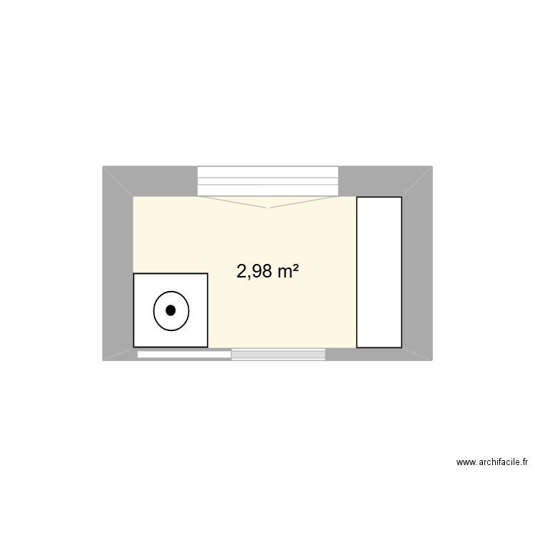 buanderie. Plan de 1 pièce et 3 m2