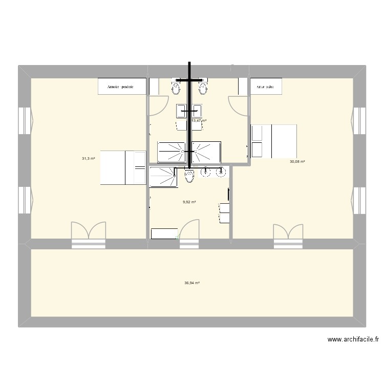 ebauche. Plan de 5 pièces et 122 m2