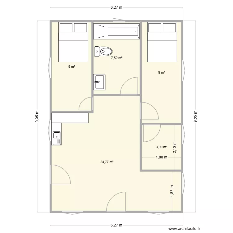 joseph. Plan de 5  et 53 m²