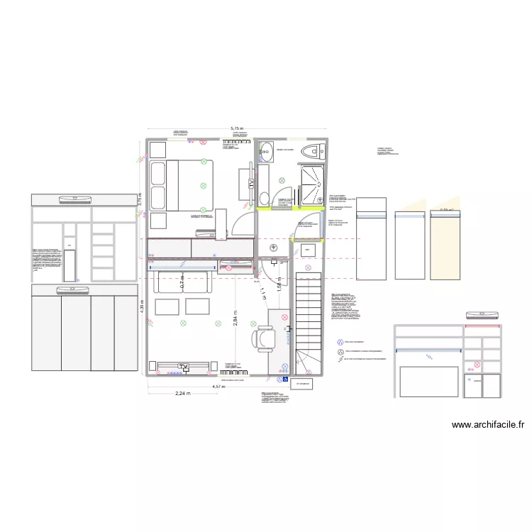 DEF Remise: chambre 2 pers coté quai + bureau/salon coté cour + SDB. Plan de 25 Pièces et 50 m² DEF Remise: chambre 2 pers coté quai + bureau/salon coté cour + SDB. Plan de 25 Pièces et 50 m²