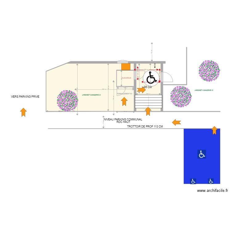 SCI PASTEUR ACCES PROJET ELEVATEUR 2. Plan de 3 pièces et 43 m2