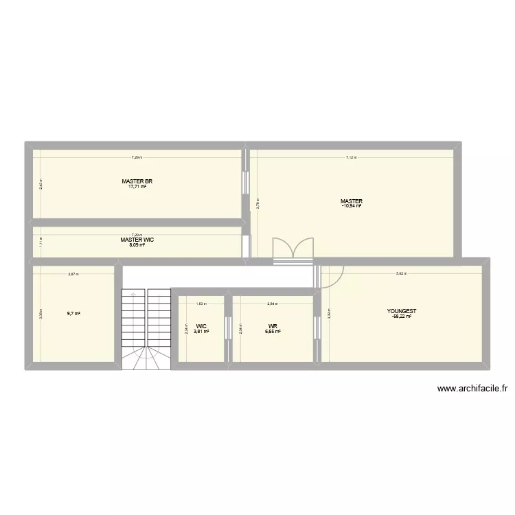 &Eacute;tage maitre enfant laundry. Plan de 7 pièces et 92 m²