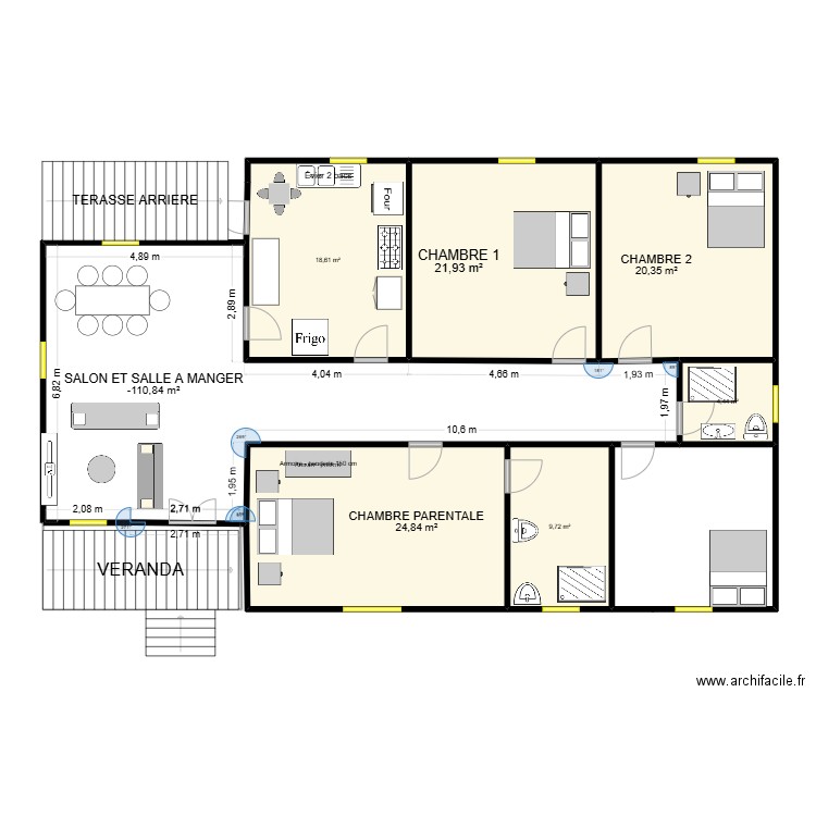 Maison KM. Plan de 7 pièces et 154 m2