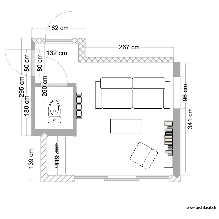 D) plan extension pr salon devant. Plan de 0 pièce et 0 m2