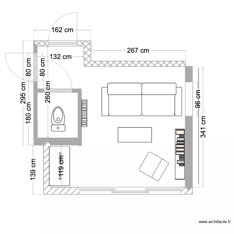 D) plan extension pr salon devant. Plan de 