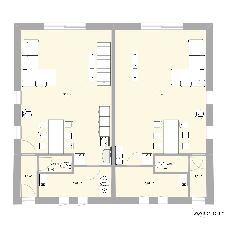 plan 1. Plan de 8 pièces et 108 m2