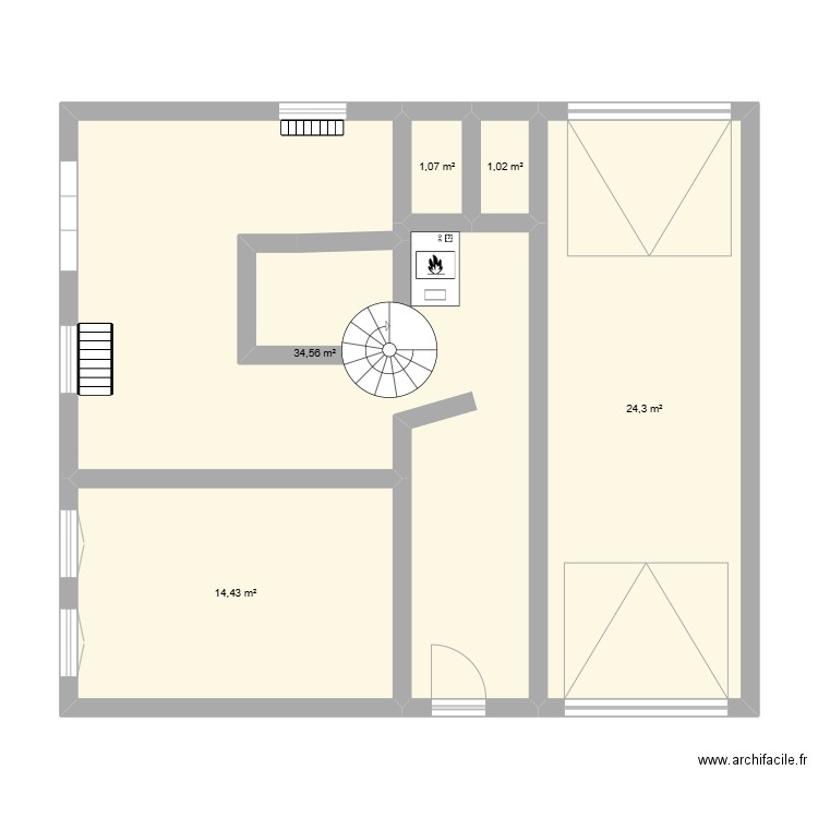 Maison Momo Rdc actuel. Plan de 5 pièces et 75 m2