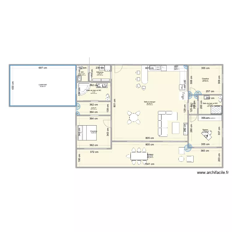 PLAN F4 (PROJET AGRANDISSEMENT +MODULE A DROITE). Plan de 