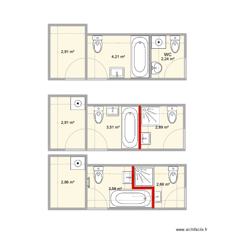 SDB - 2024. Plan de 9 pièces et 28 m2
