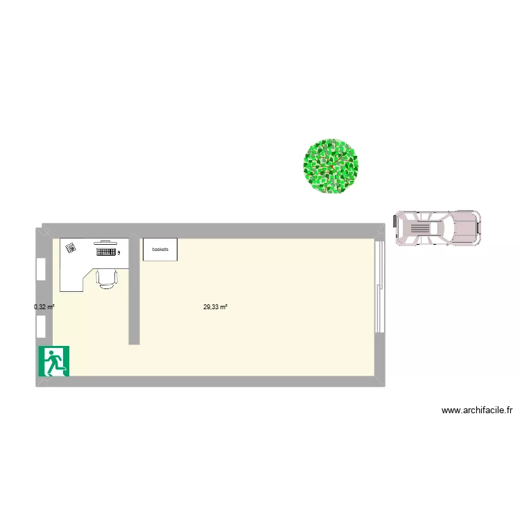 PLAN DE MASSE MAGASIN TEST. Plan de 2  et 30 m²
